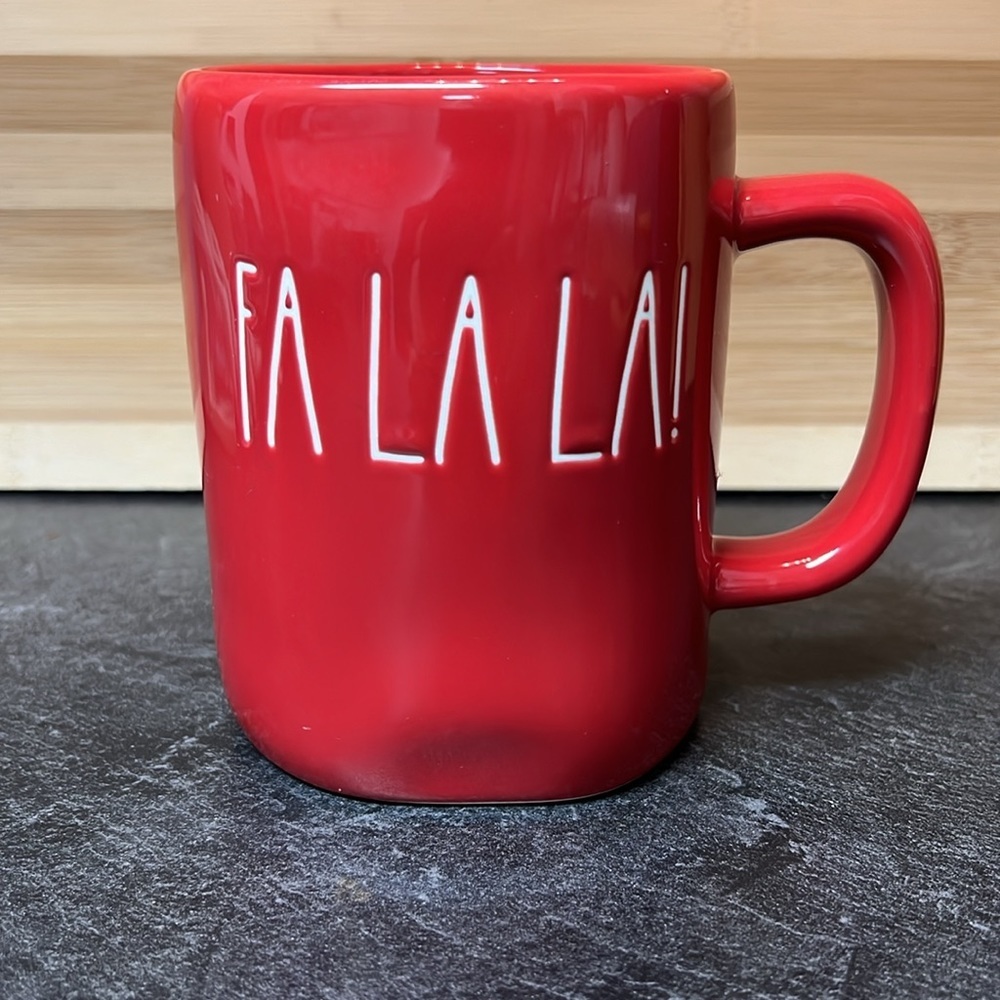 Rae Dunn Red “FA LA LA!” Mug